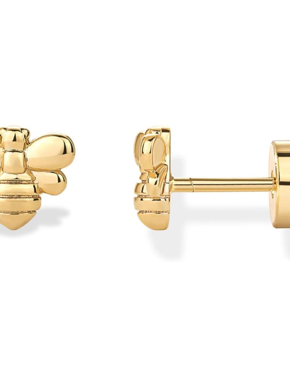 Dainty Flat Back Earrings for Women, 14K Gold Plated CZ Stud Piercing
